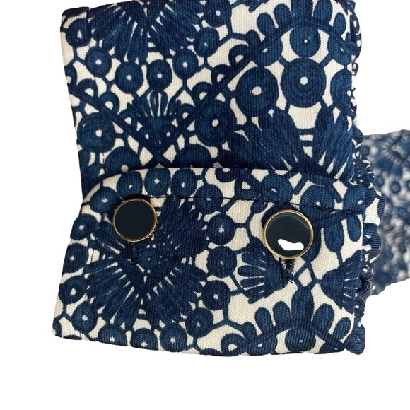 TORY Burch Women's 100% Silk Blue White Geometric Pattern Dress Size Small - Picture 11 of 12